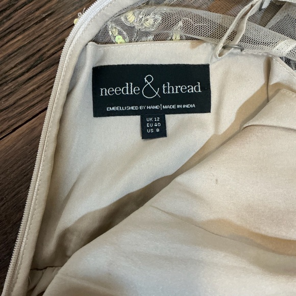 Needle & Thread Tiered Petal Embellished Tulle Dress in Beige Yellow Size 8 - Picture 13 of 15